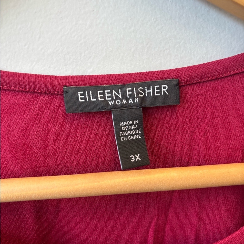 Eileen Fisher 3X Silk Maroon Long Sleeve Top - Picture 3 of 8